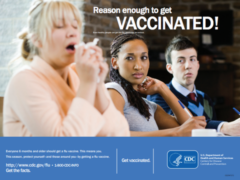 POSTER - Get Vaccinated for Flu    CDC pdf download (FREE)